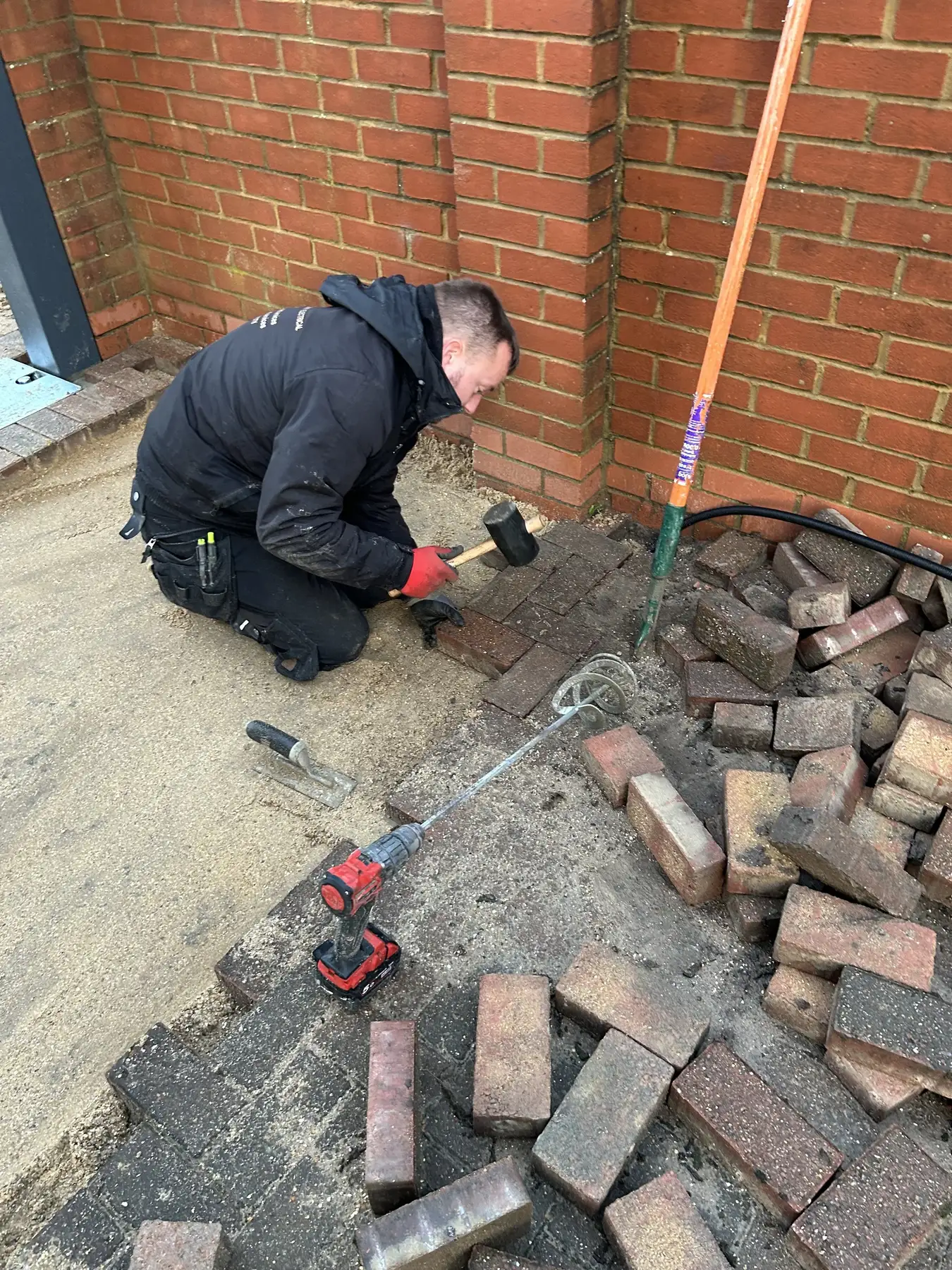 New driveway blockwork being installed