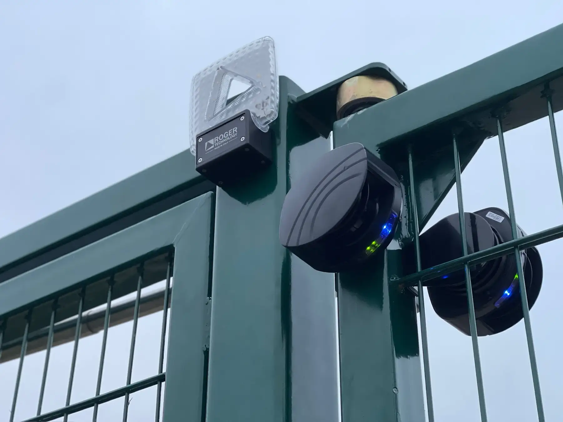 Close-up of school gate safety devices