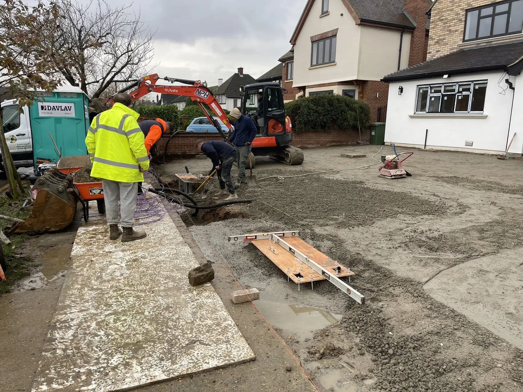 Driveway and foundations under construction